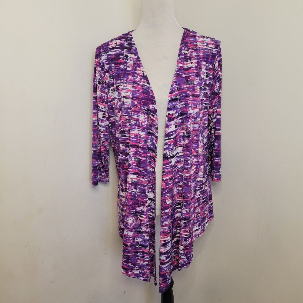 Christopher & Banks Petite‎ Medium Cardigan – NWT Purple Pink Open Front 3/4...